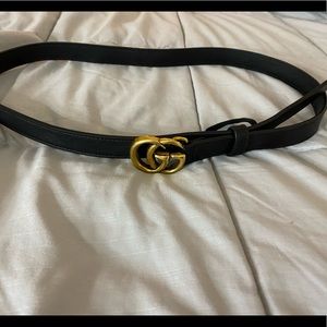 Leather Gucci belt with Double G buckle size Gucci 85, Black, Women’s